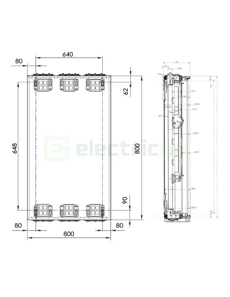 Tablou electric, metalic, 180 module, 5x36, aplicat, IP44, Hager, Univers, FWB53S- Electricon.roFWB53S