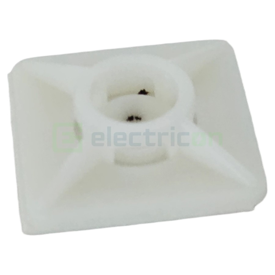 Talpă - cu autoadeziv - 28,5x28,5 mm - pentru prindere cablu - alb - Scame 839.39/100