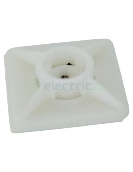 Talpă - cu autoadeziv - 28,5x28,5 mm - pentru prindere cablu - alb - Scame 839.39/100