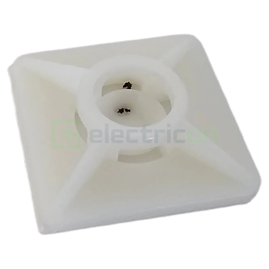 Talpă - cu autoadeziv - 28,5x28,5 mm - pentru prindere cablu - alb - Scame 839.39/100