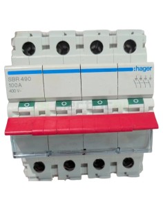 Separator - Comutator - 2 poziții (0-1) 4P 4M 100A 400V parghie rosie Hager SBR490