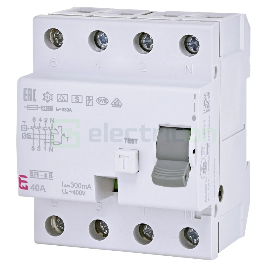 RCCB - Întrerupător diferențial - tip A Selectiv 40A 300mA 10kA 3P+N EFI-4 A S - ETI 0020664753
