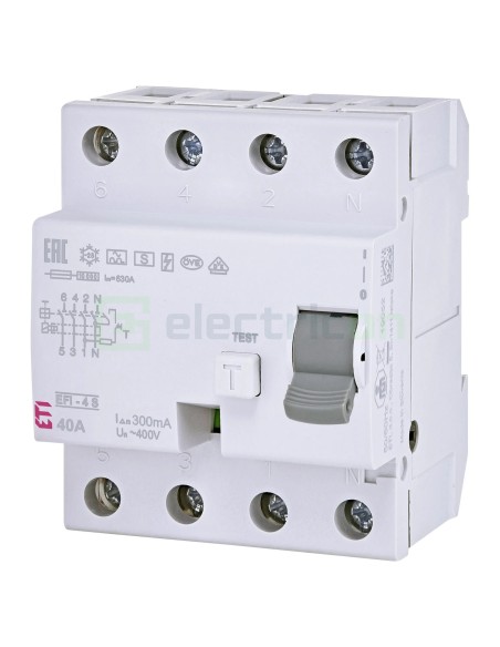 RCCB - Întrerupător diferențial - tip A Selectiv 40A 300mA 10kA 3P+N EFI-4 A S - ETI 0020664753