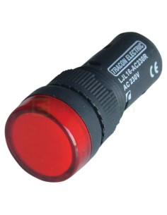 Lampă semnalizare LED - monobloc - 12V, roșu, montaj panou - Tracon Electric LJL16-RA