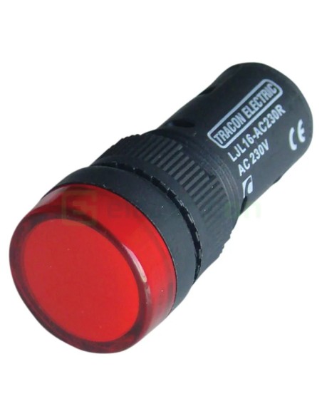 Lampă semnalizare LED - monobloc - 12V, roșu, montaj panou - Tracon Electric LJL16-RA
