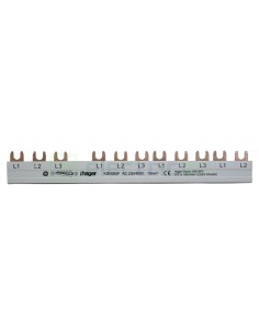Busbar - Baretă alimentare - 3P trifazat tip furcă 12M (4x MCB 3P) 10mm² 63A - Hager KDN363F