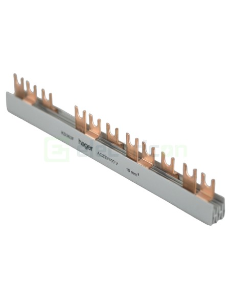 Busbar - Baretă alimentare - 3P trifazat tip furcă 12M (4x MCB 3P) 10mm² 63A - Hager KD363F