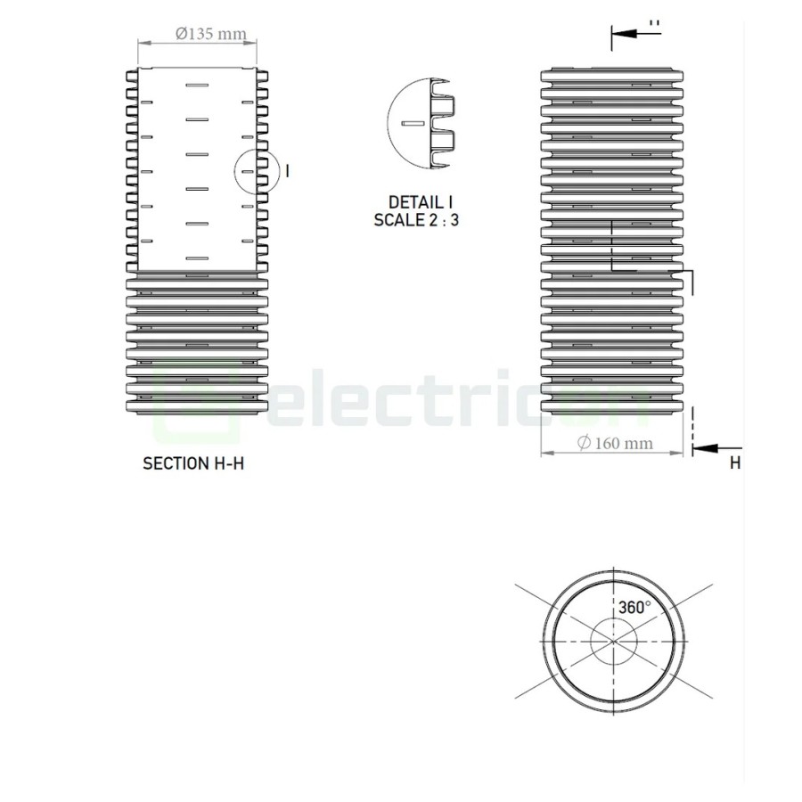 Țeavă riflată pentru drenaj cu perete dublu, D 160 mm, rolă de 25 metri, Kouvidis Geodrain Plus 2031160