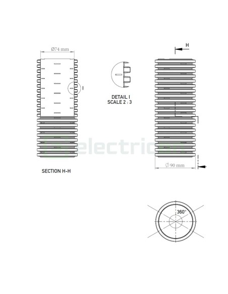Țeavă riflată pentru drenaj cu perete dublu, D 90 mm, rolă de 50 metri, Kouvidis Geodrain Plus 2031090