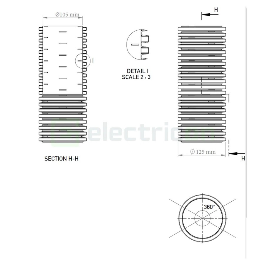 Țeavă riflată pentru drenaj cu perete dublu, D 125 mm, rolă de 50 metri, Kouvidis Geodrain Plus 2031125