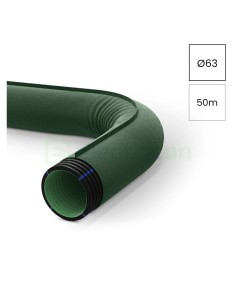 Țeavă riflată pentru drenaj cu perete dublu, cu geotextil incorporat D 63 mm, rolă de 50 metri, Kouvidis Geodrain Plus 2028063