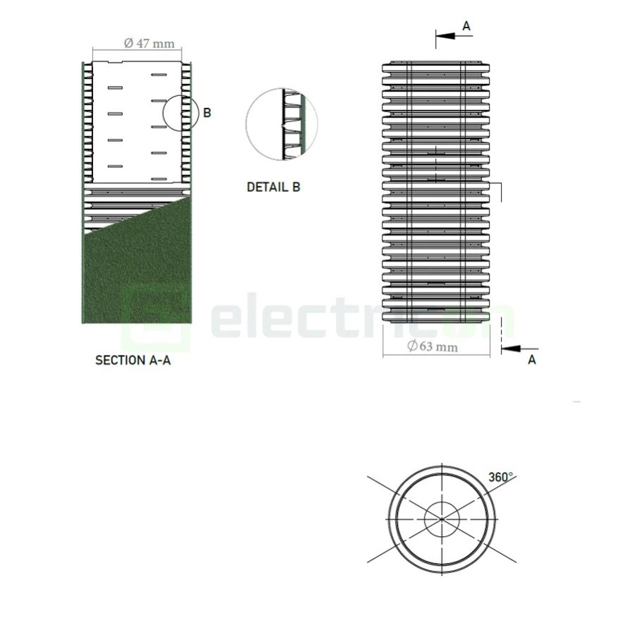 Țeavă riflată pentru drenaj cu perete dublu, cu geotextil incorporat D 63 mm, rolă de 50 metri, Kouvidis Geodrain Plus 2028063