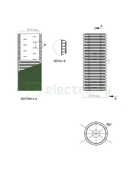 Țeavă riflată pentru drenaj cu perete dublu, cu geotextil incorporat D 63 mm, rolă de 50 metri, Kouvidis Geodrain Plus 2028063