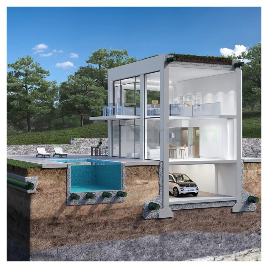Țeavă riflată pentru drenaj cu perete dublu, cu geotextil incorporat D 63 mm, rolă de 50 metri, Kouvidis Geodrain Plus 2028063