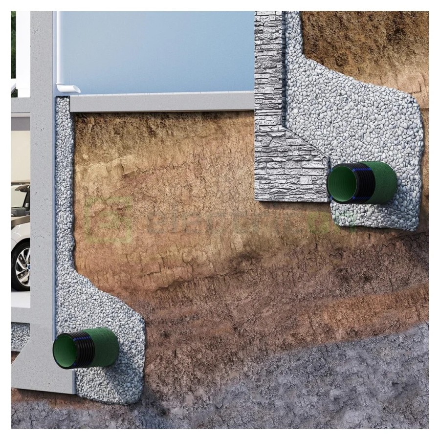 Țeavă riflată pentru drenaj cu perete dublu, cu geotextil incorporat D 63 mm, rolă de 50 metri, Kouvidis Geodrain Plus 2028063