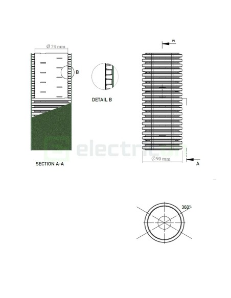 Țeavă riflată pentru drenaj cu perete dublu, cu geotextil incorporat D 90 mm, rolă de 50 metri, Kouvidis Geodrain Plus 2028090