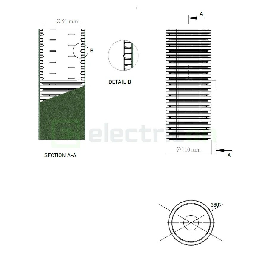 Țeavă riflată pentru drenaj cu perete dublu, cu geotextil incorporat D 110 mm, rolă de 50 metri, Kouvidis Geodrain Plus 2028110