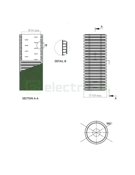 Țeavă riflată pentru drenaj cu perete dublu, cu geotextil incorporat D 110 mm, rolă de 50 metri, Kouvidis Geodrain Plus 2028110