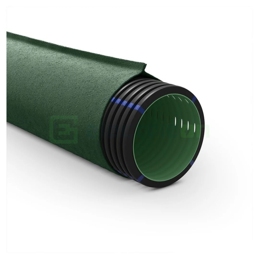 Țeavă riflată pentru drenaj cu perete dublu, cu geotextil incorporat D 125 mm, rolă de 50 metri, Kouvidis Geodrain Plus 2028125