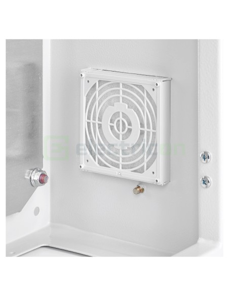 Carcasă cu filtru pentru ventilator tablou - 109x109x19mm IP54 gri deschis - Schrack IUKNE150