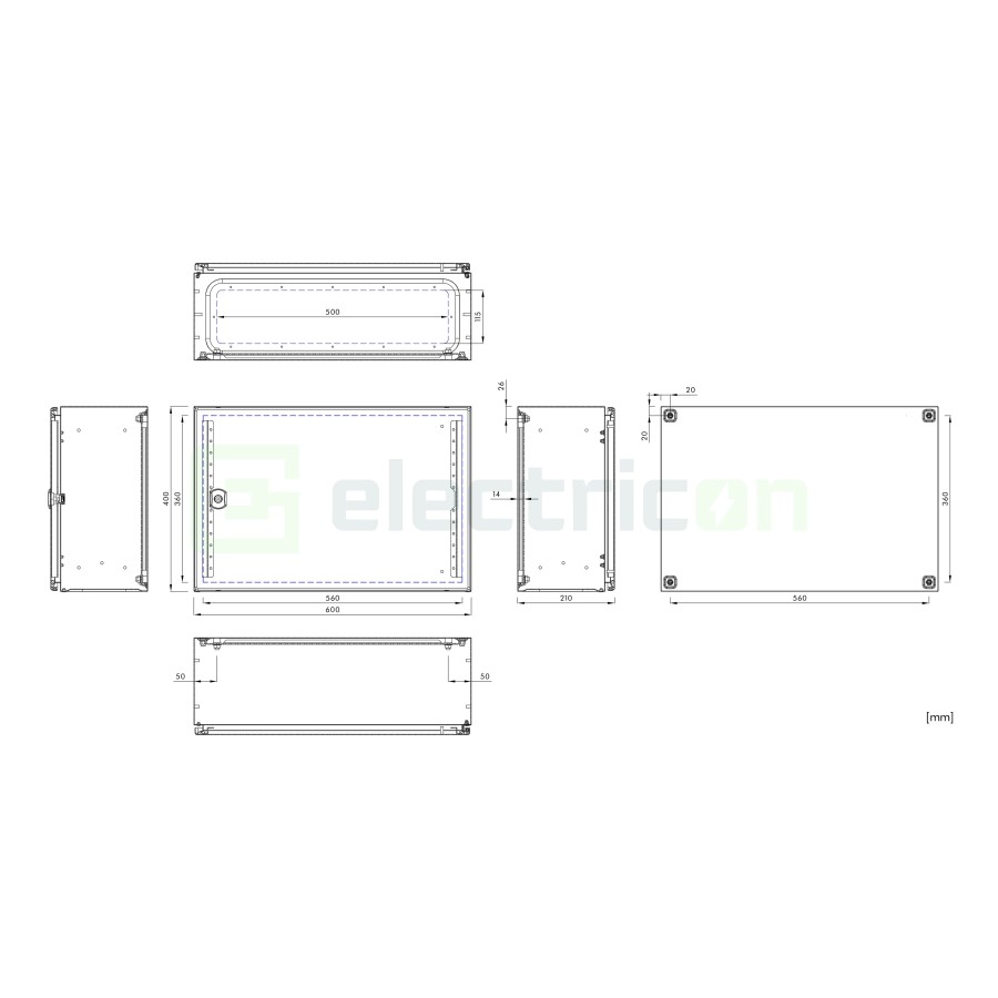 Cutie electrică - siguranțe - 400x600x210mm - exterior IP66 - include contrapanou - Schrack WSA4060210