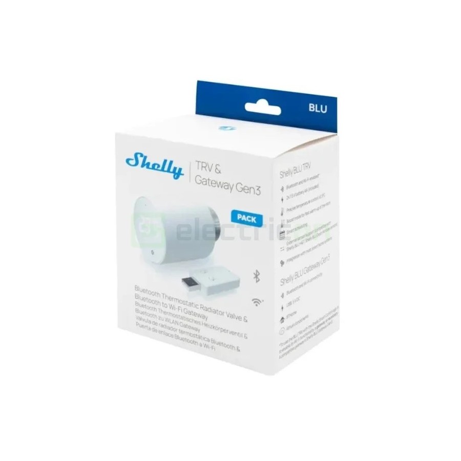 Valvă termostatică - Termostat calorifer - BLU TRV, pachet cu hub Bluetooth - Shelly BLU TRV Single