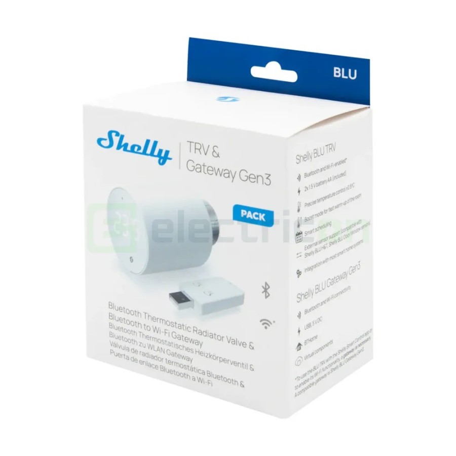 Valvă termostatică - Termostat calorifer - BLU TRV, pachet cu hub Bluetooth - Shelly BLU TRV Single