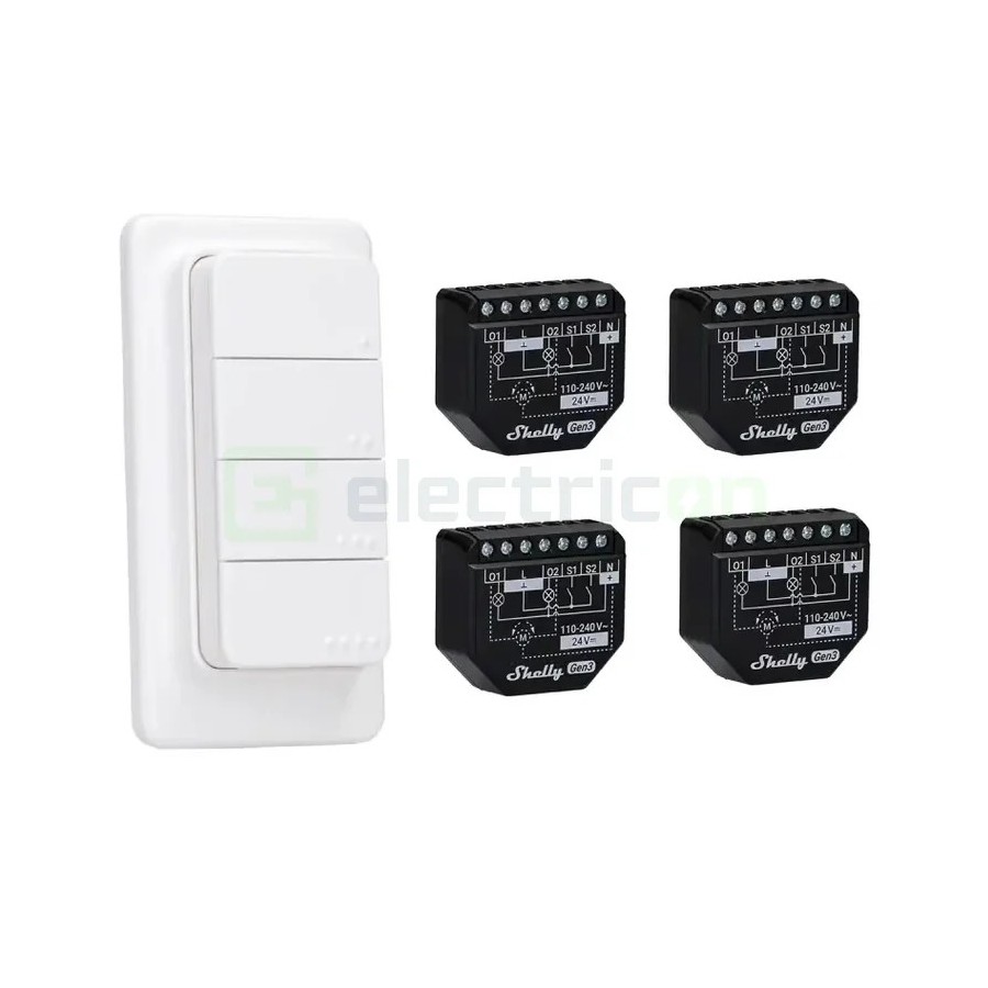 Telecomandă smart - Controler scene - BLU RC Button 4, suport magnetic, Bluetooth - Shelly BLU RC Button 4