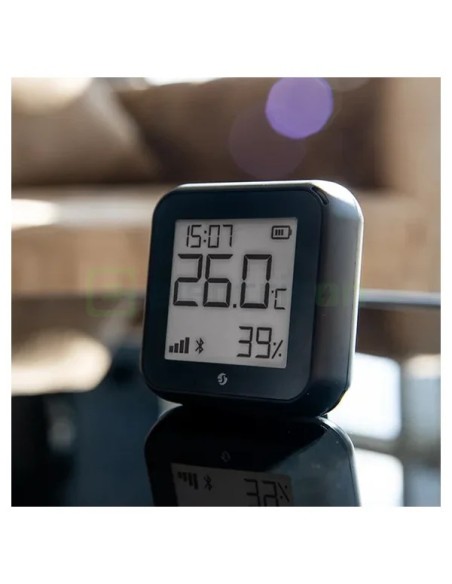 Termostat smart - Termohigrometru - H&T Gen3 Matte Black, ecran E-ink, Wi-Fi - Shelly H&T Gen3 Black