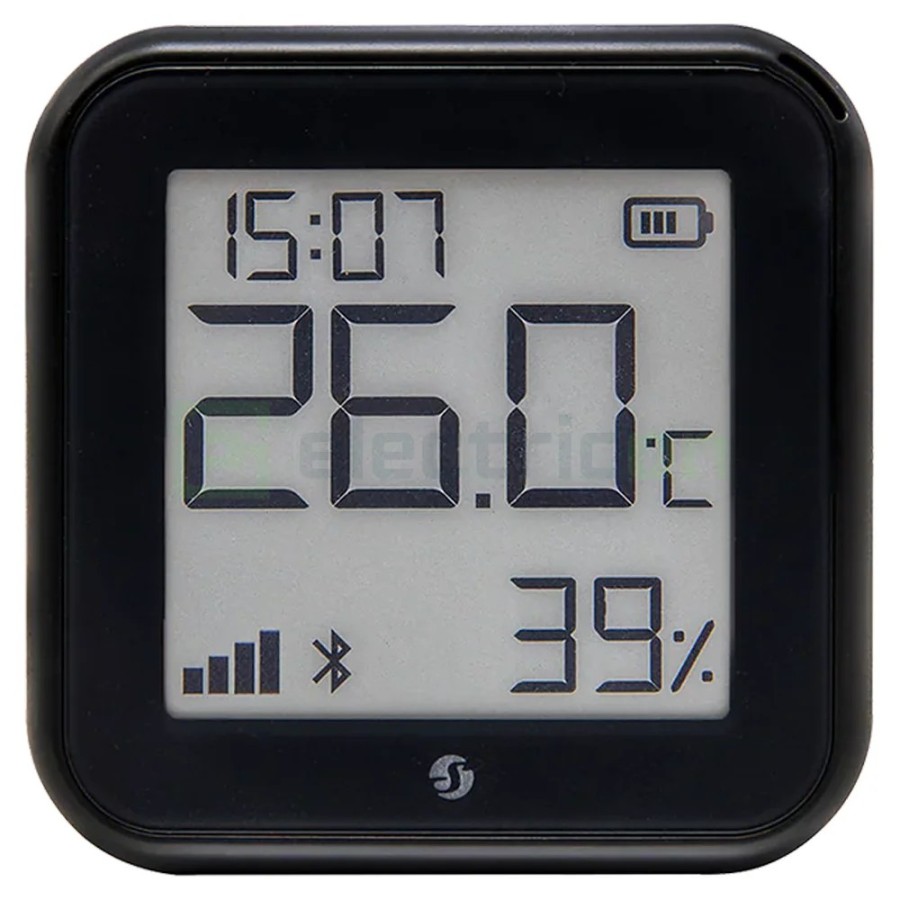 Termostat smart - Termohigrometru - H&T Gen3 Matte Black, ecran E-ink, Wi-Fi - Shelly H&T Gen3 Black