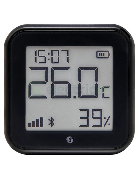 Termostat smart - Termohigrometru - H&T Gen3 Matte Black, ecran E-ink, Wi-Fi - Shelly H&T Gen3 Black