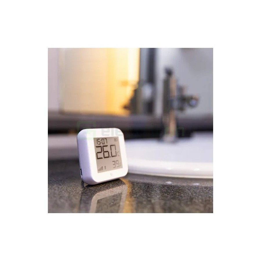 Termostat smart - Termohigrometru - H&T Gen3 Matte White, ecran E-ink, Wi-Fi - Shelly H&T Gen3 White