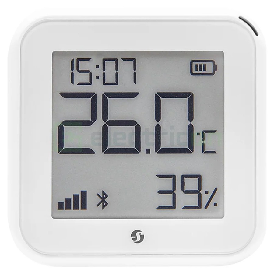 Termostat smart - Termohigrometru - H&T Gen3 Matte White, ecran E-ink, Wi-Fi - Shelly H&T Gen3 White