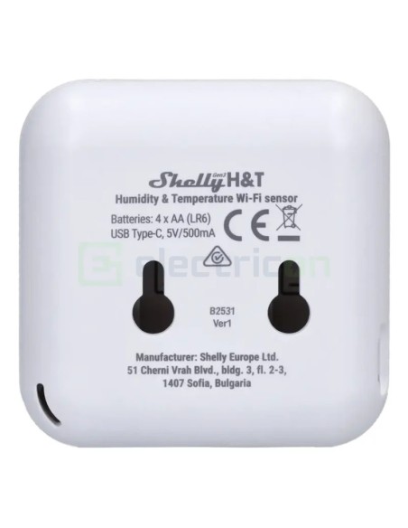 Termostat smart - Termohigrometru - H&T Gen3 Matte White, ecran E-ink, Wi-Fi - Shelly H&T Gen3 White