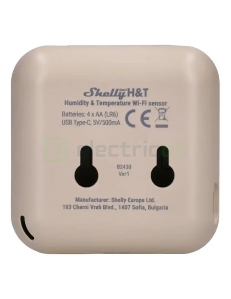 Termostat smart - Termohigrometru - H&T Gen3 Mocha, ecran E-ink, Wi-Fi, maro - Shelly H&T Gen3 Mocha