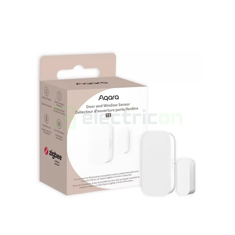 Senzor geam/ușă - Detector smart - model T1, securitate casă, Zigbee, HomeKit - Aqara Door/Window T1