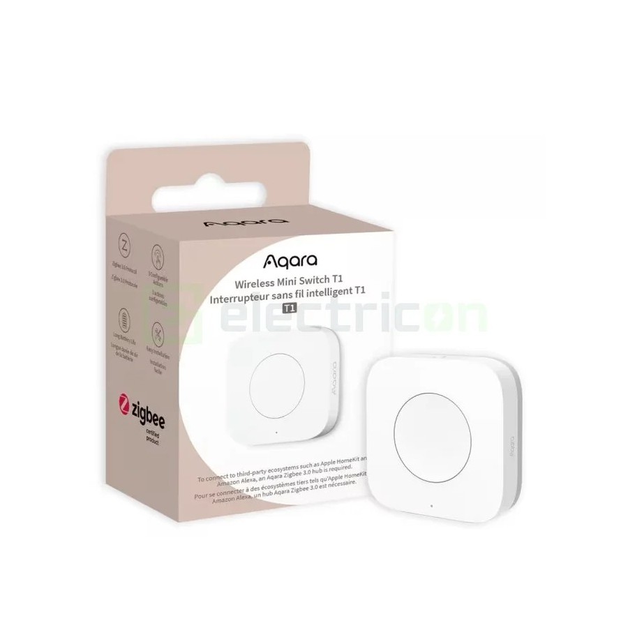 Telecomandă smart - Comutator mini - Wireless Mini Switch T1, 1 buton, Zigbee - Aqara Mini Switch T1