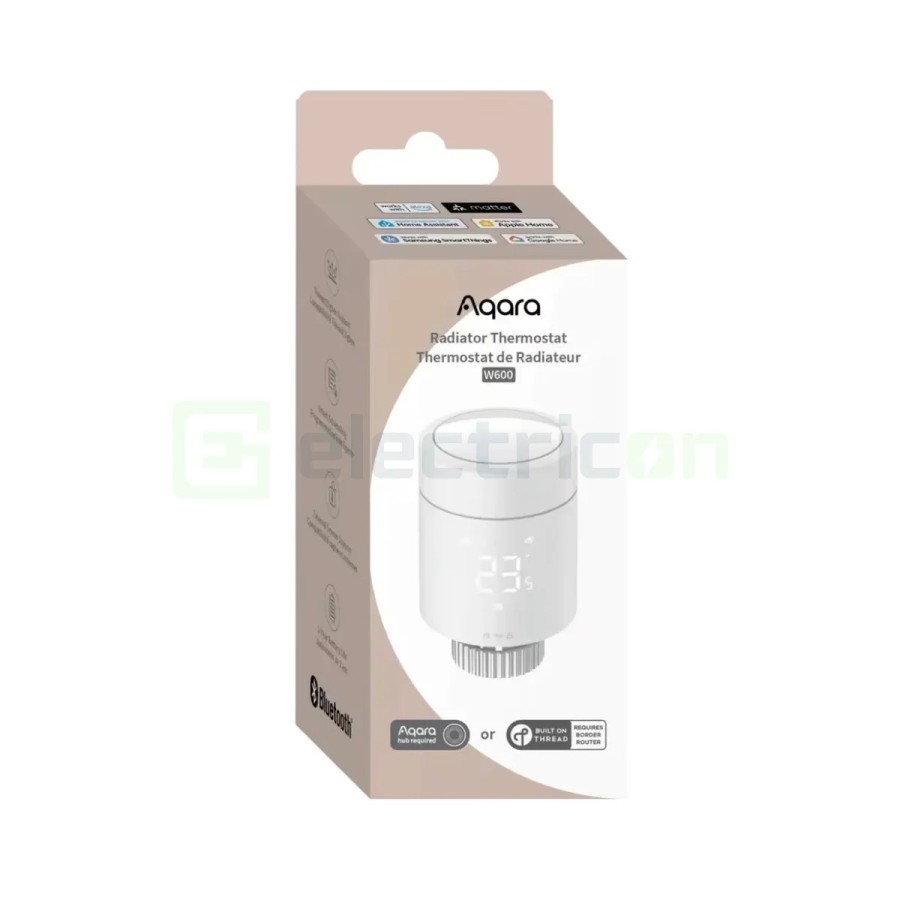 Termostat calorifer - Controler căldură - Radiator W600, Thread, Zigbee, Matter, AI - Aqara W600 WT-A03D