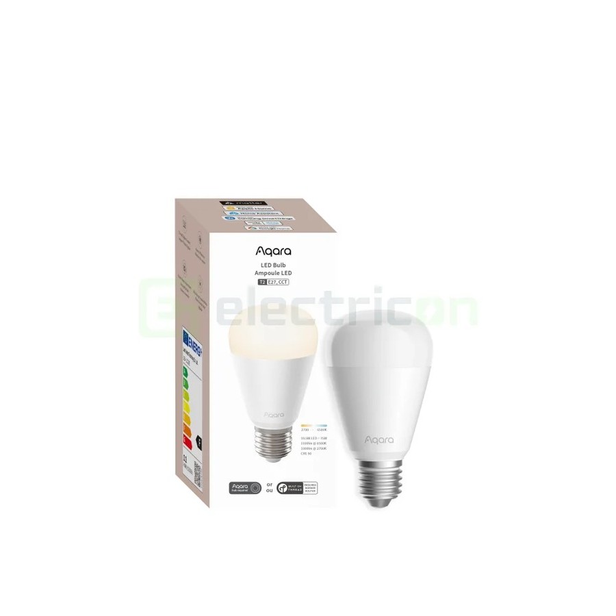Bec Led - Bec smart - soclu E27, flux 1100 Lumeni, Thread, Zigbee, lumină albă - Aqara Bulb T2 White