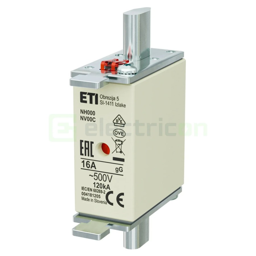 Siguranță fuzibilă MPR NH000 Neizolată gG 16A/500VAC - ETI 004181205