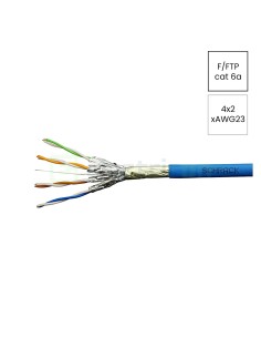 Cablu rețea - internet tip Cat 6a F/FTP 4x2xAWG23/1500 MHz LS0H albastru rolă - Schrack HSKP423HA9