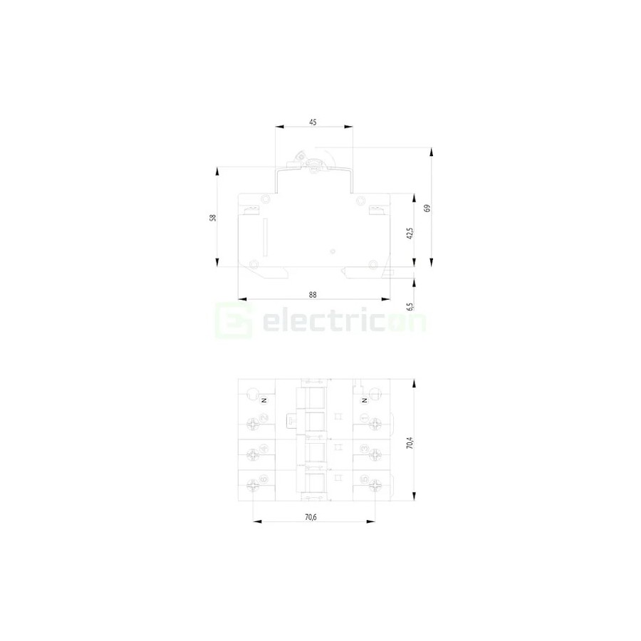 RCBO - Siguranță automată - Disjunctor cu protecție diferențială tip A curba C 32A 100mA 3P+N 4M KZS-4M - ETI 002174427