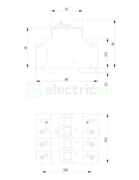 RCBO - Siguranță automată - Disjunctor cu protecție diferențială tip A curba C 32A 100mA 3P+N 4M KZS-4M - ETI 002174427