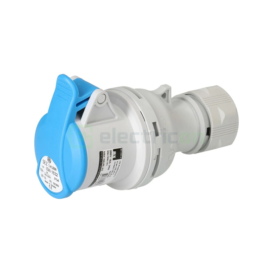 Fișă industrială - CEE 3 poli (2P+E) - mobil - 16A 230V - exterior - IP44 - SEZ DK as. IVN 1632 10010636.00
