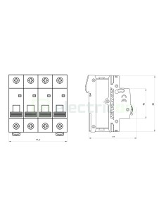 MCB - Siguranță automată - disjunctor - curba C 25A 10kA 3P+N 4M - Schrack AM017825 2