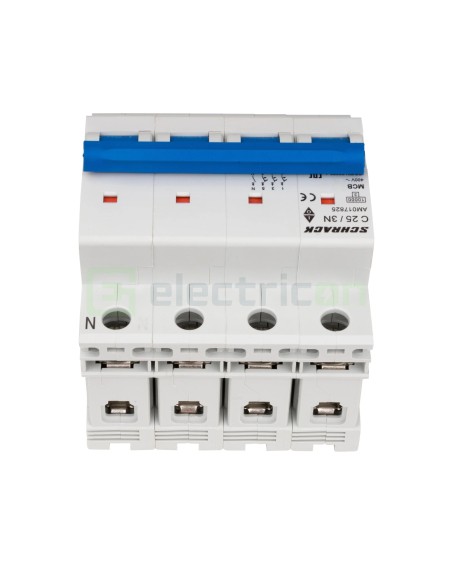 MCB - Siguranță automată - disjunctor - curba C 25A 10kA 3P+N 4M - Schrack AM017825