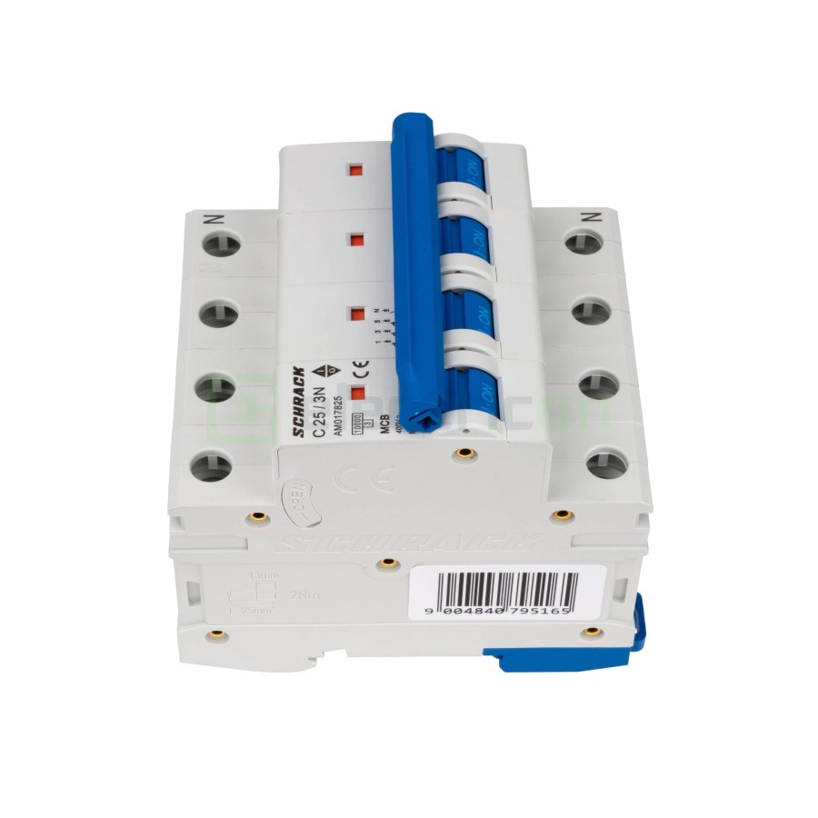 MCB - Siguranță automată - disjunctor - curba C 25A 10kA 3P+N 4M - Schrack AM017825