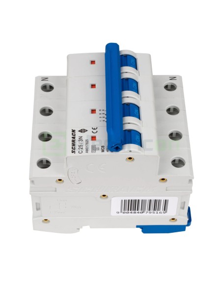 MCB - Siguranță automată - disjunctor - curba C 25A 10kA 3P+N 4M - Schrack AM017825