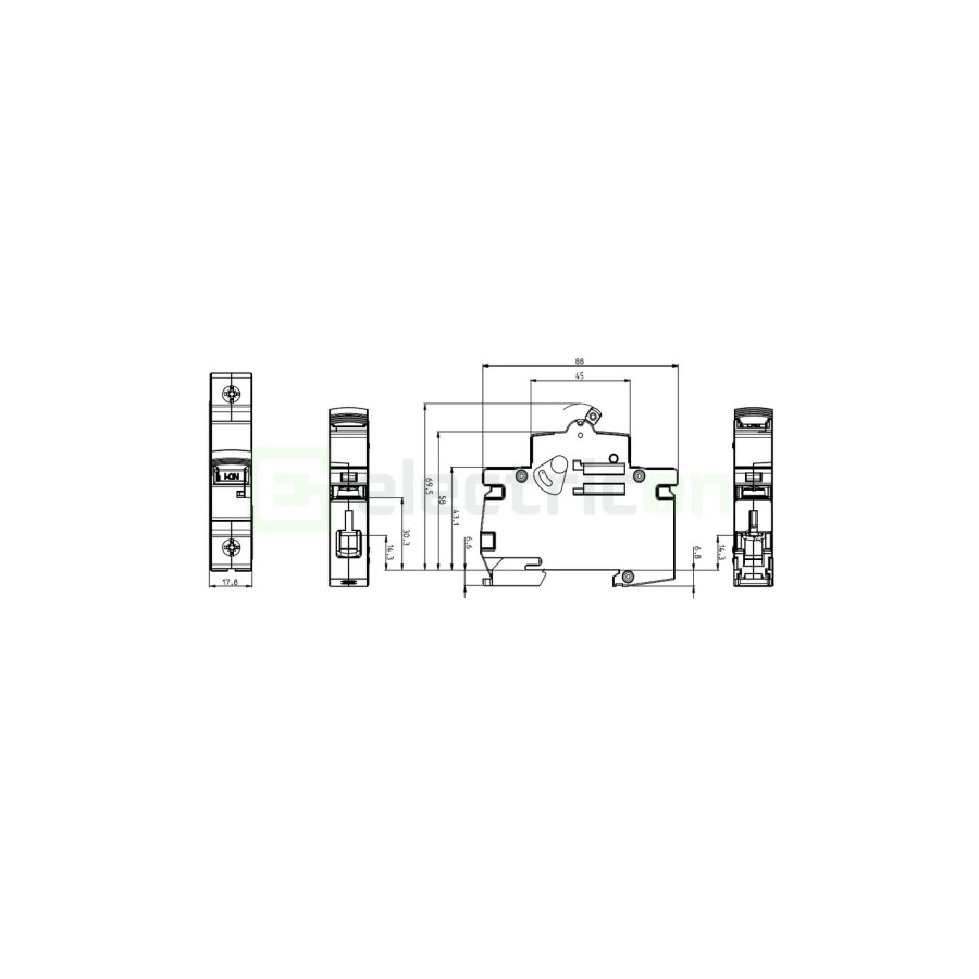 MCB - Siguranță automată - disjunctor - curba B 20A 10kA 2P 2M ETIMAT P10 - ETI 001901211