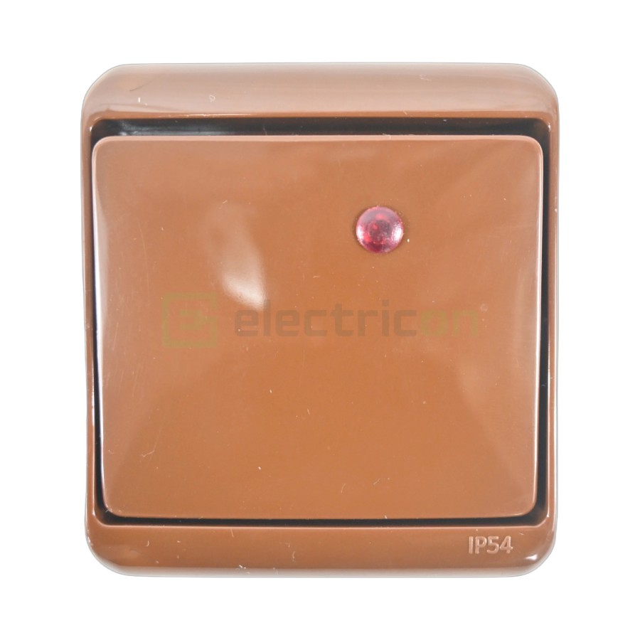 Întrerupător simplu cu LED - VHE-1L-KR exterior maro IP54 - ETI 004668046